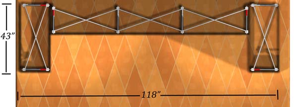 10x10 Flat Pop up Display with Two Returns Top View